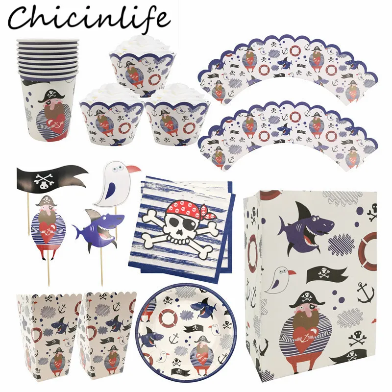 Салфетки Chicinlife Pirate бумажные тарелки и стаканы одноразовая посуда коробка для