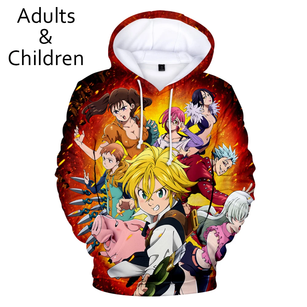 

Personality Hot Comic The Seven Deadly Sins 3D Hoodies Men Women Sweatshirts New Fashion Autumn Kids Hoodie boys girls pullovers