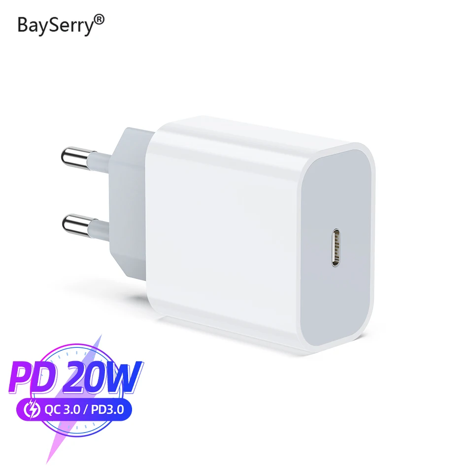 

BaySerry USB PD Charger 20W Fast Charging for iPhone 12 Pro Max 11 XR XS 8 Quick Charge For Samsung xiaomi redmi Type C Charger