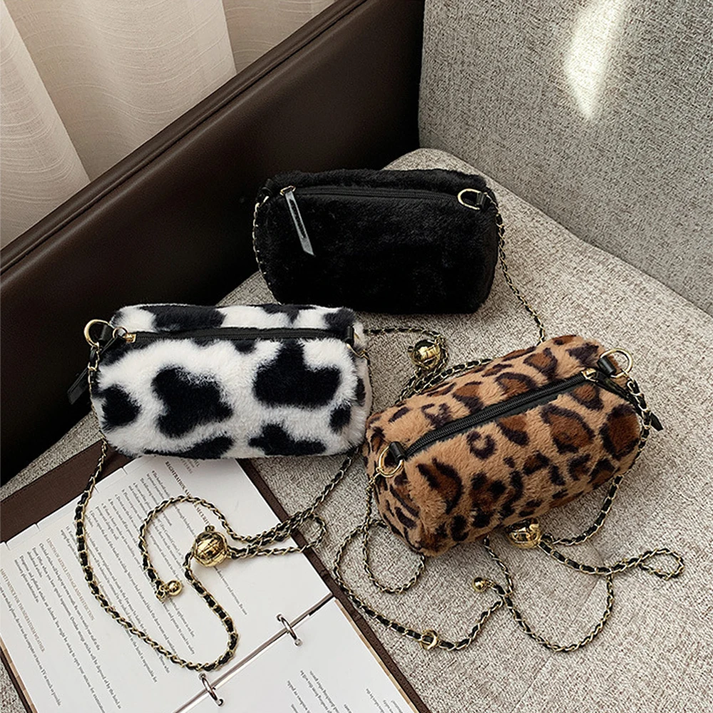

Fluffy Plush Shoulder Bags Handbags Bucket Bag 2022 Fashion New Messenger Bag Ladies Cow Grain Crossbody Bags Spring Autumn