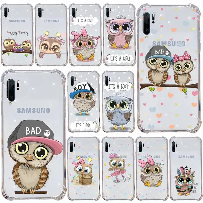 

Baby Cute Owl Phone Case Transparent for Samsung s9 s10 s20 Huawei honor P20 P30 P40 xiaomi note mi 8 9 pro lite plus