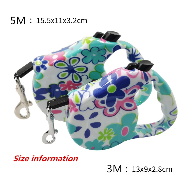 Выдвижной собачий поводок автоматический гибкий 3 м/5 м с принтом щенка кошки