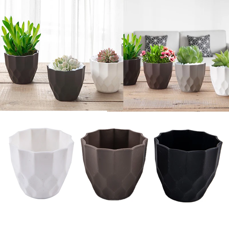 

Пластиковый горшок для суккулентов, маленький цветочный горшок с зеленым узором для домашнего и офисного декора, подарок для домашнего дек...