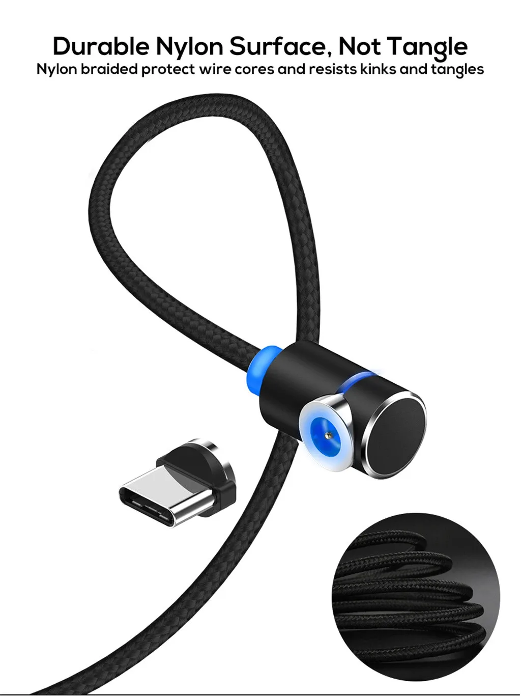 Магнитный кабель L Type 90 градусов 1 м Micro Usb для адаптера C зарядное устройство