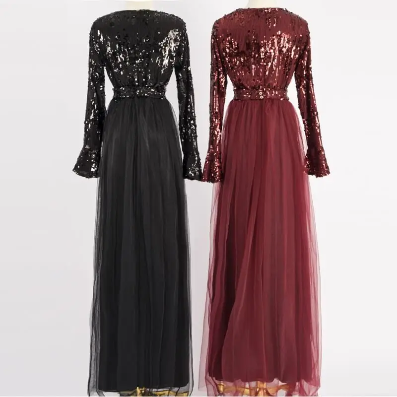 Muslim Dress Sequin Abaya Dubai Abayas For Women Hijab Dress Kaftan Caftan Turkish Dresses Evening Robe Islamic Clothing Kleding