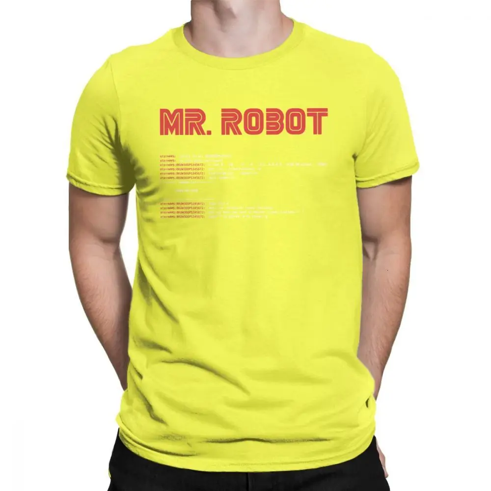 Yellow One yona Cool Mr Robot футболка программист футболки разработчик футболки с кодом для мужчин вырез лодочкой хлопок короткий рукав - Цвет: Yellow