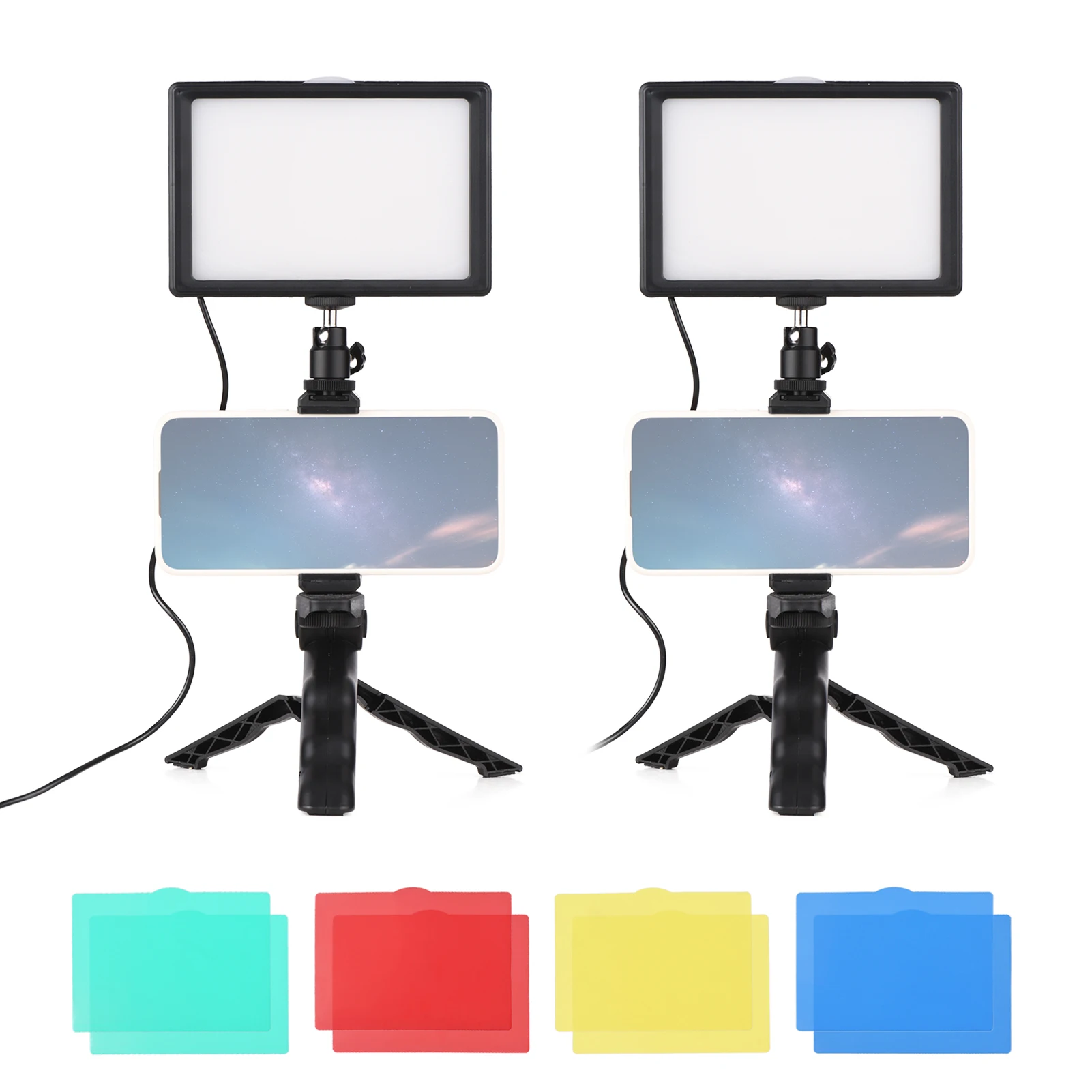 

Профессиональсветильник для видеосъемки Andoer + регулируемый штатив для прямой трансляции, видеоконференций, фотографий, макияжа, Селфи