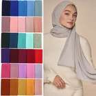 Шифоновый хиджаб для мусульманских женщин, однотонный головной платок, мусульманская вуаль