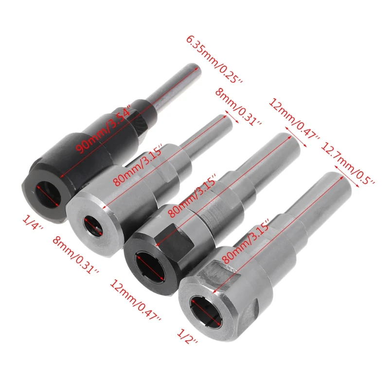 

1/4\" 8mm 12mm 1/2\" Shank Collet Holder Milling Router Bit Engraving Machine Extension Rod D0AC