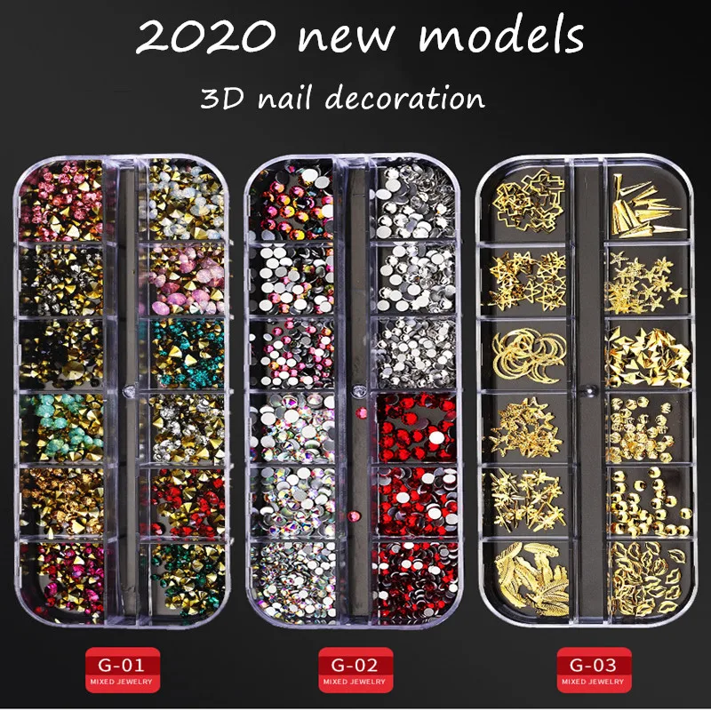 1 коробка мульти-размер стекло ногтей Стразы Кристалл страз перегородка