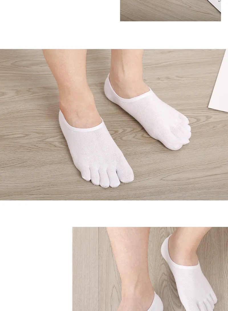 Качественные мужские весенне летние хлопковые носки с пальцами дышащие