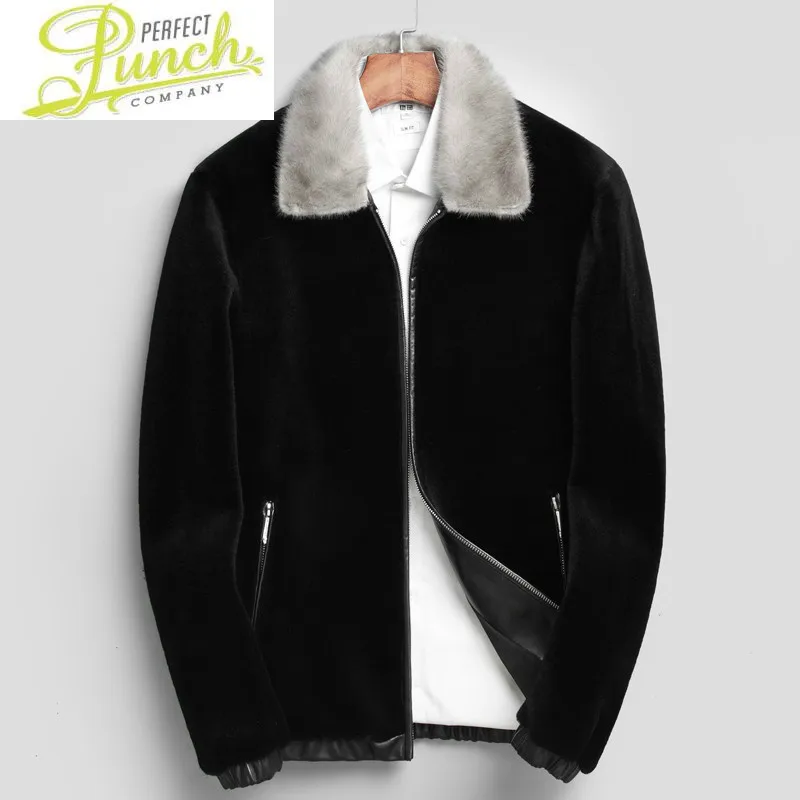 

Winter Natural Wool Coat Jacket Men Clothes Mens Real Mink Fur Collar Warm Outwear Veste Homme L17721 YY444