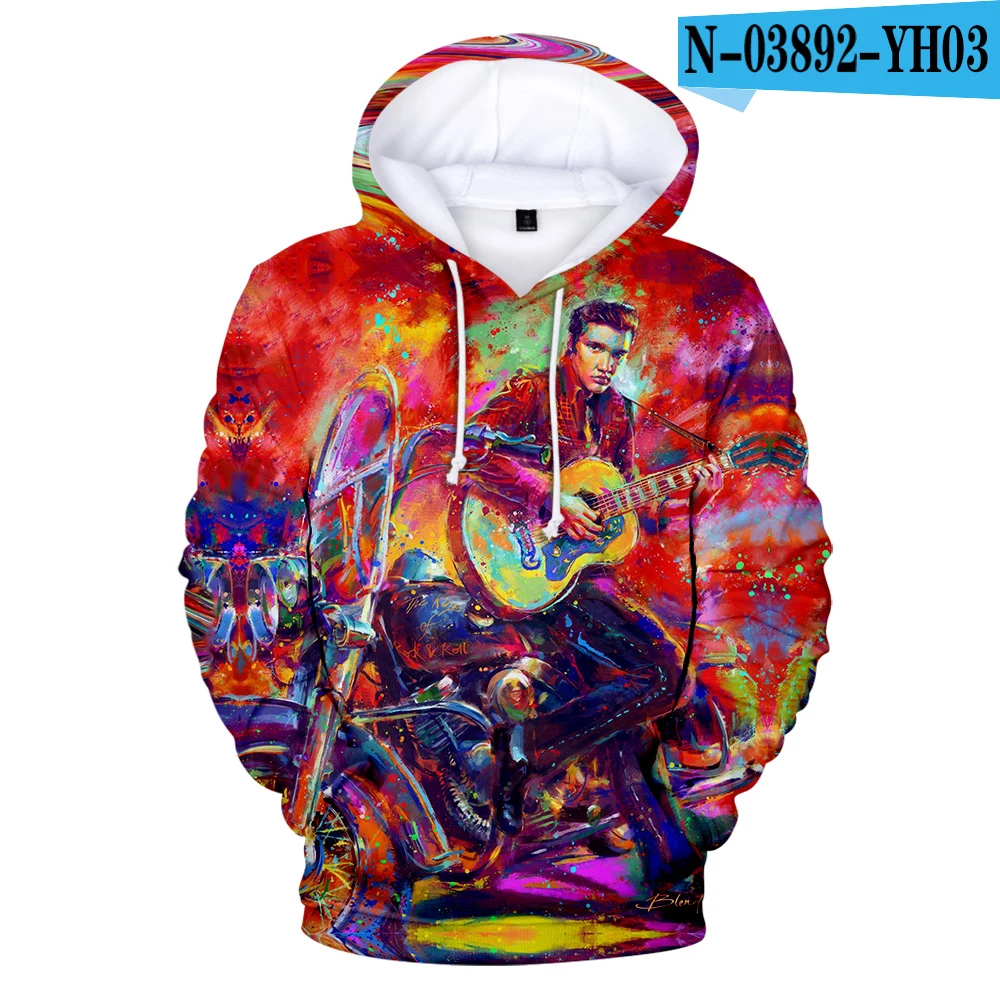 3D Elvis Presley new men and women 3D hoodie fashion orange casual Elvis Presley Harajuku 3DHooded autumn and winter pullover - Color: 3D
