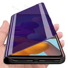 Умный зеркальный флип-чехол для Samsung Galaxy A21s A11 A21 A31 A41 A51 A71 A 21s 31 51 71 кожаный флип-чехол для телефона с подставкой