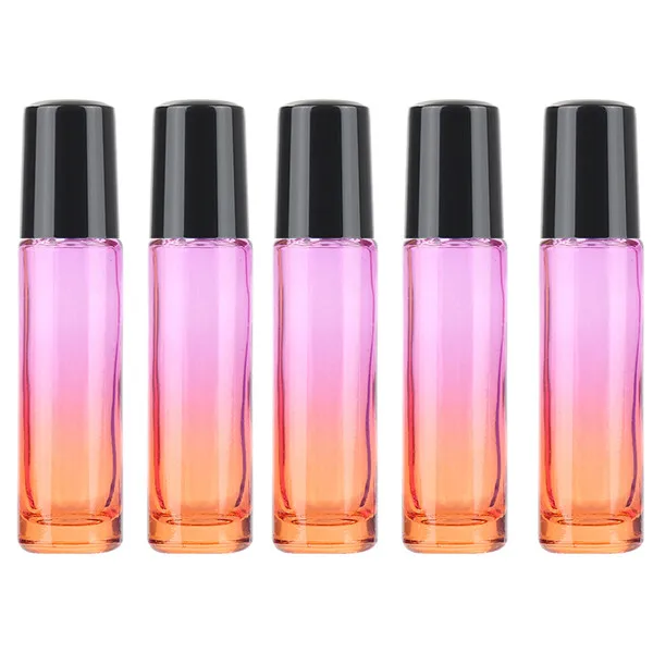 04 10ML 5PCS 5 шт./компл. 10 мл градиентные цветные толстые стеклянные с роликовым аппликатором эфирные масла пустые флаконы для духов 10cc роликовый шар прочный для путешествий - Цвет: 04 10ML 5PCS