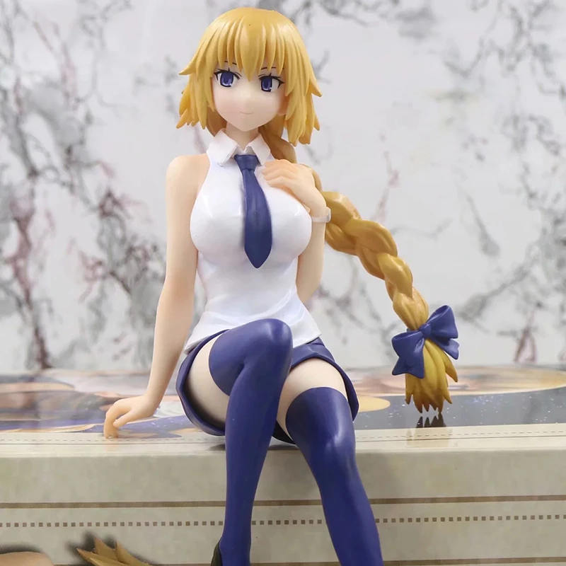 

20cm Fate/Grand Order Jeanne D'Arc Anime Action Figure PVC Wine Barrel Casual Clothes Sitting Posture Scene Base Model Toy Gifts