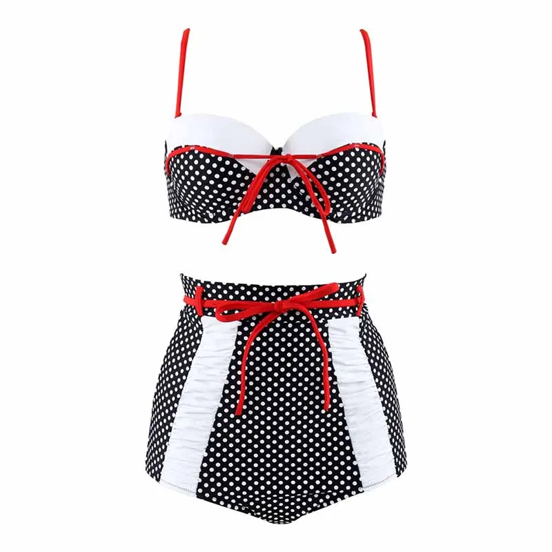 

BANDEA Retro Vintage bikini set Plus Size swimwear sexy push up bathing suit high waisted swimsuit for women beach wear
