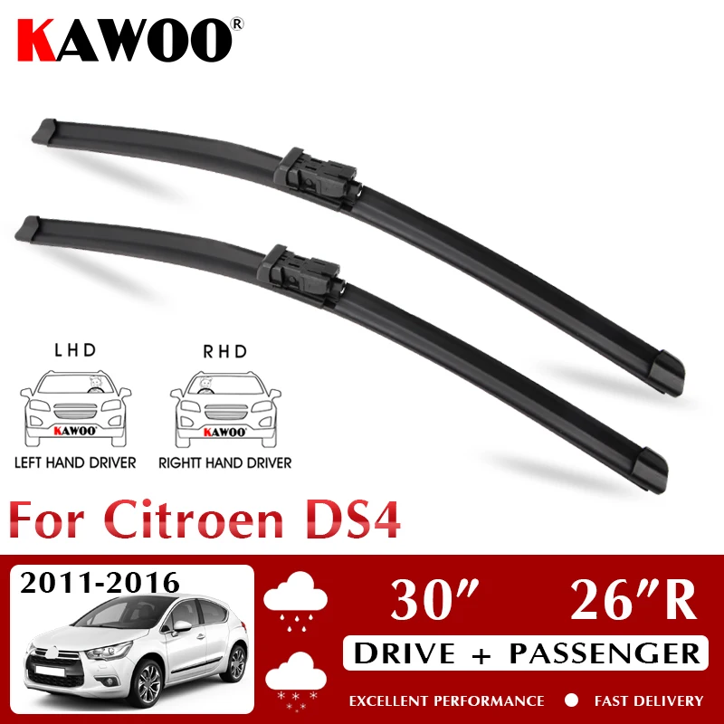 

KAWOO Wiper Front Car Wiper Blades For Citroen DS4 2011-216 Windshield Windscreen Front Window Accessories 30"+26"R LHD RHD