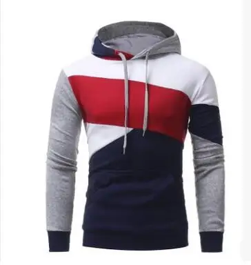 

2018 foreign trade men's spring and autumn new personalized color oblique Mosaic men's fashion hooded with pile