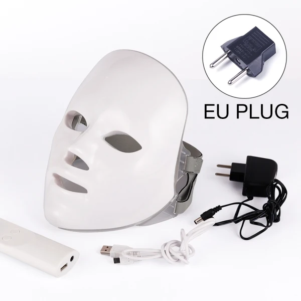 EU Plug nobox 7 цветов светильник светодиодный маска для лица Омоложение кожи уход за лицом Лечение Красота анти акне терапия отбеливание светодиодный Фотон Маска для лица - Цвет: EU Plug nobox
