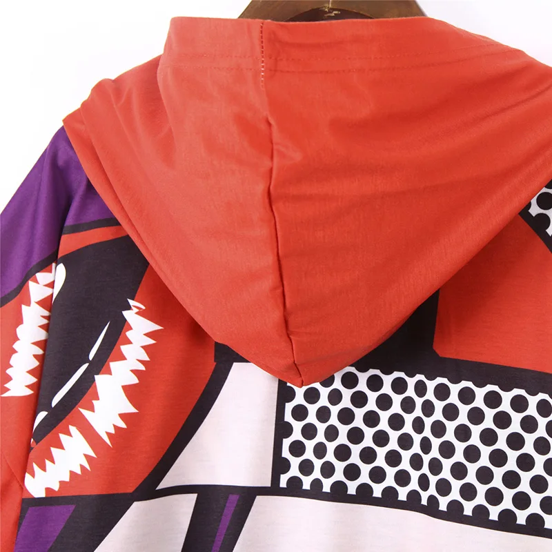 

2021 Summer Women Streetwear Short Sleeve Oversize Colourful Pullovers Hooded Dress
