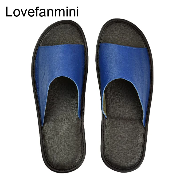 Тапочки из натуральной коровьей кожи для мужчин и женщин Нескользящие домашние