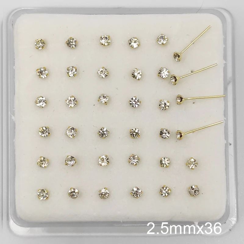 Серебряная шпилька для носа прозрачная пирсинга ювелирное изделие 36