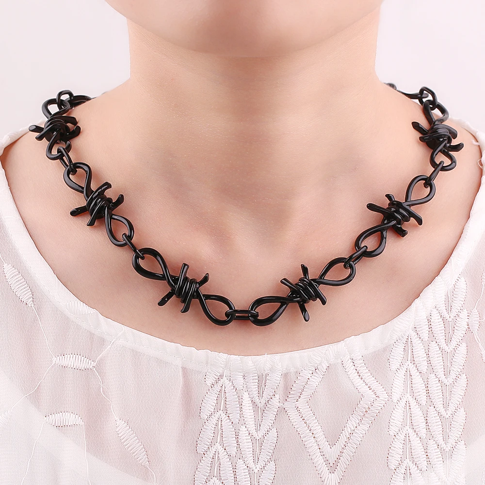 thorns black1289 Ювелирные изделия в стиле HARAJUKU ожерелье Пламя уличная одежда аксессуары колье ожерелье s Concatena рок цепь для мужчин и Прямая поставка - Окраска металла: thorns black1289