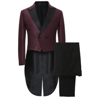 burgundy 2 piece men goom suit wedding with black pants custom made wedding groom suits blazer prom terno masculinojacketpant