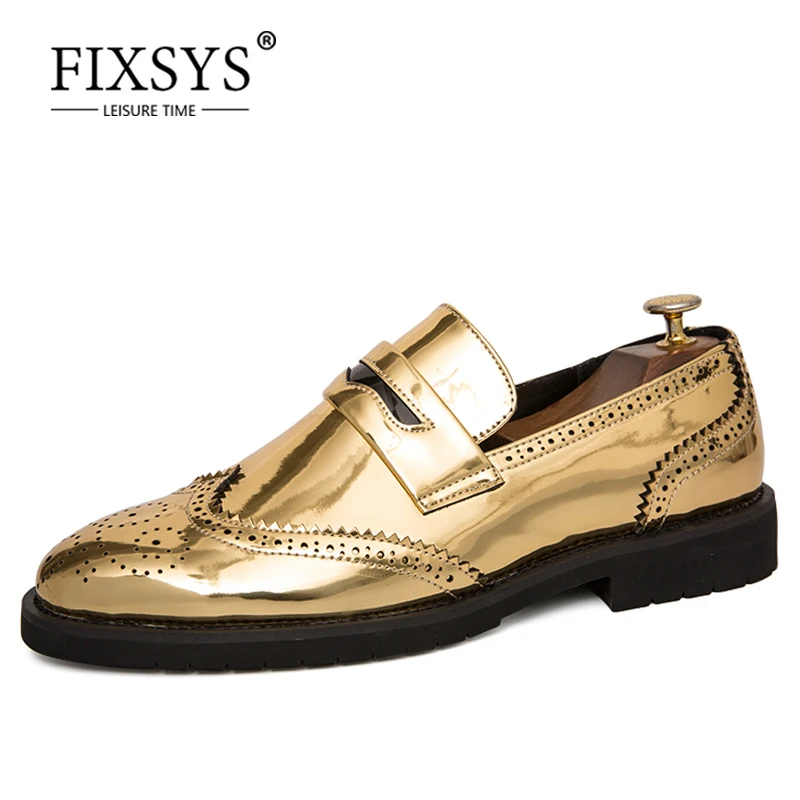 FIXSYS/модные мужские лоферы с острым носком Свадебная обувь перфорацией типа броги