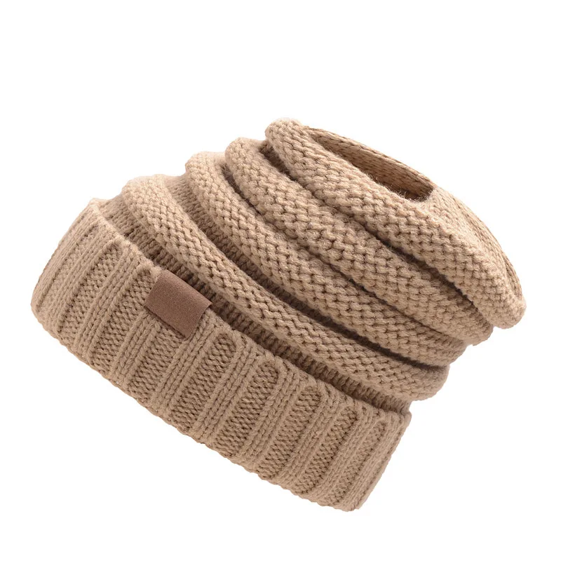 Khaki Новинка,, Европейский и американский стиль, Осень-зима, AliExpress, маркировка CC, вязаная шерстяная шапка, набор головных уборов, уличная шапка - Цвет: Khaki