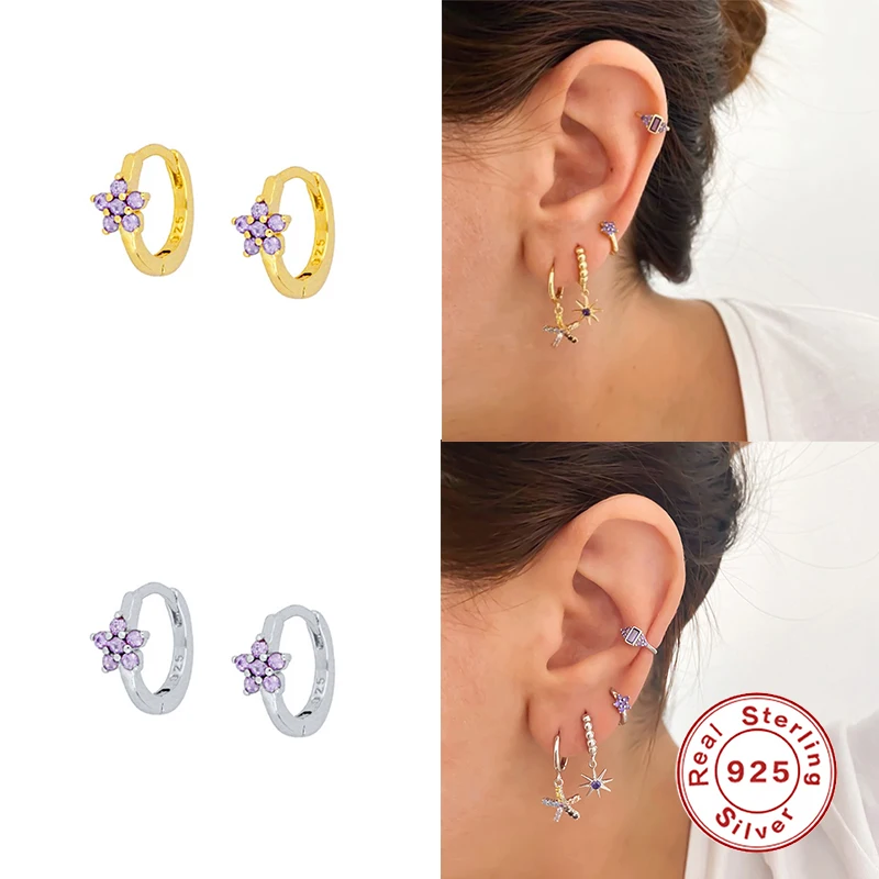 

BOAKO 925 Sterling Silver Hoop Earrings Circle Star Small Hoop Earrings for Women Earring Girls Fashion Jewelry Pendiente Plata