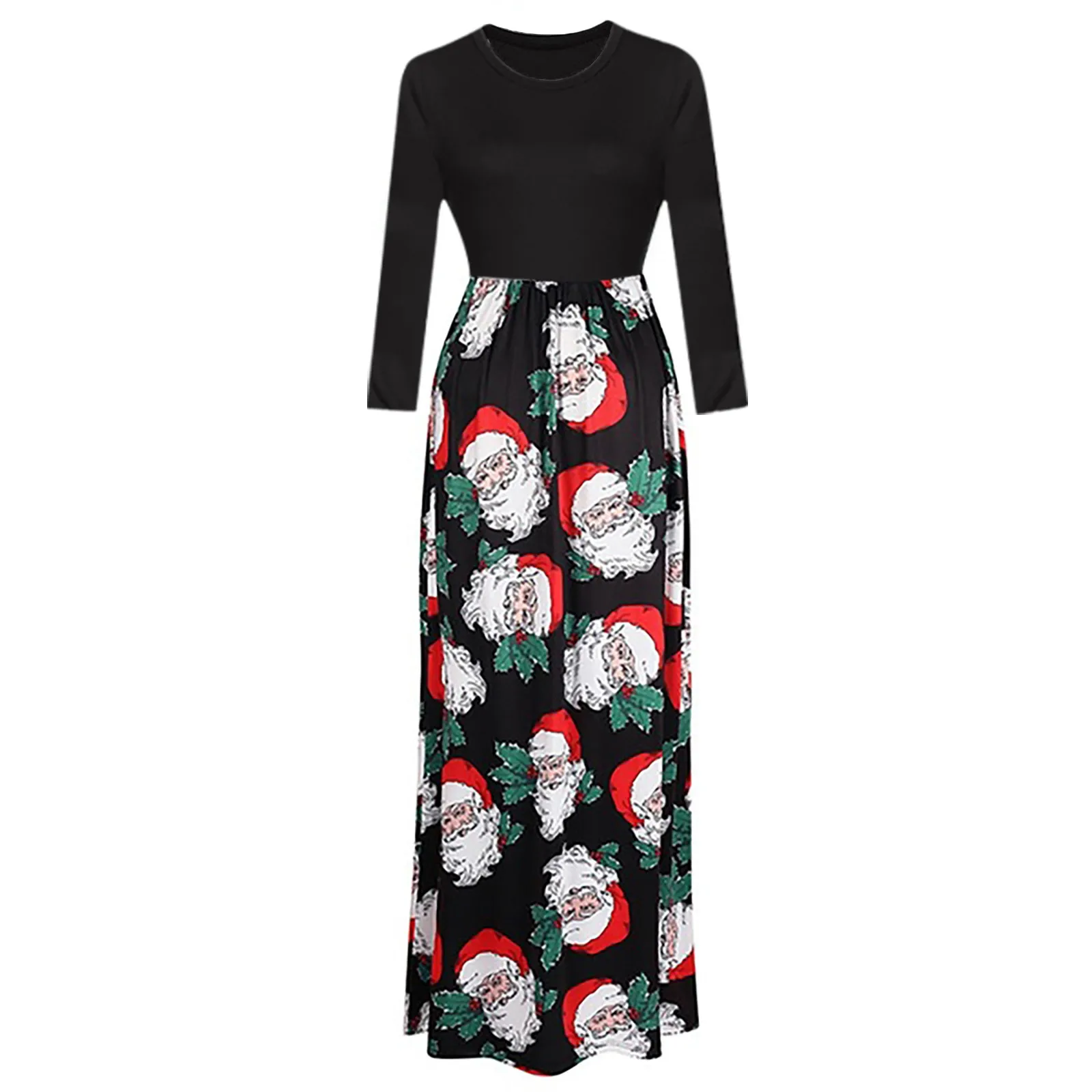 

Christmas Women's Clothing Plus Size Vestido De Mujer Women's Long Sleeve Loose Plain Long Maxi Casual Dresses With Pockets