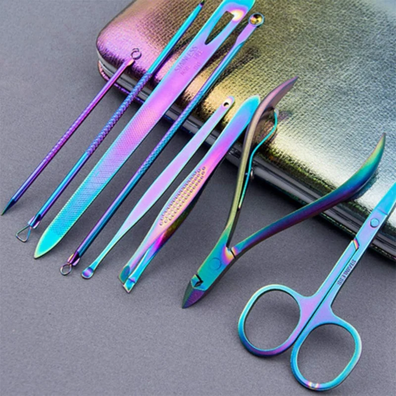 

Rainbow Manicure Set 18Pcs Professional Nail Clippers Kit Tools for Women Girls, Stainless Steel Pedicure Care Tools