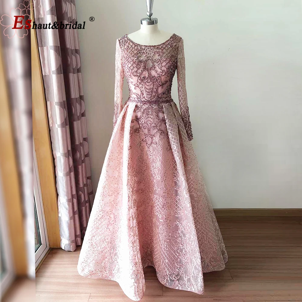 Женское вечернее платье с длинным рукавом Aline роскошное кружевное ручной работы v