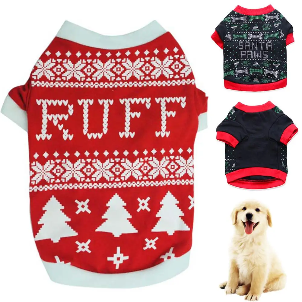 Домашние питомцы собаки кошки щенок Рождественская елка одежда с принтом жилет