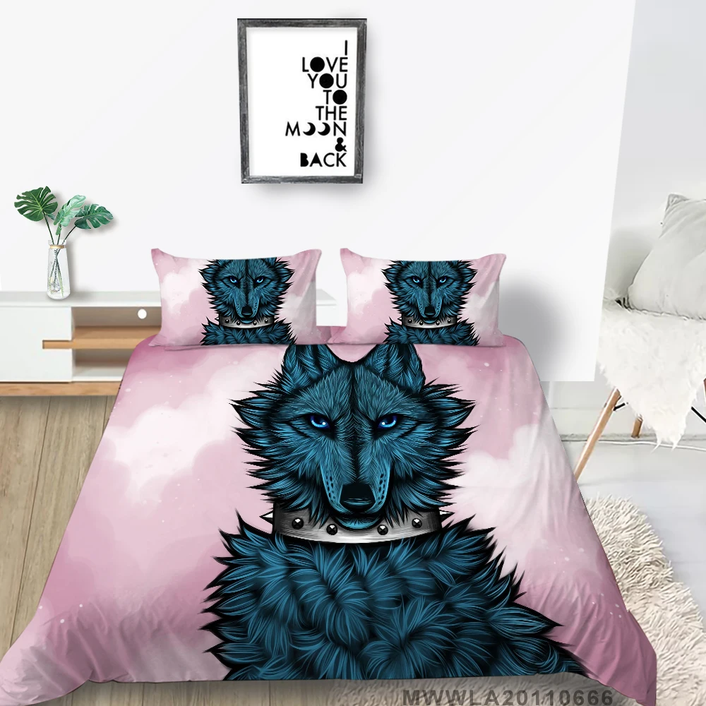 

Wolves Print Bedding Set For Children Cool Cartoon Duvet Cover Single Twin Full Double Queen King Creative Bed Set Wolf Series