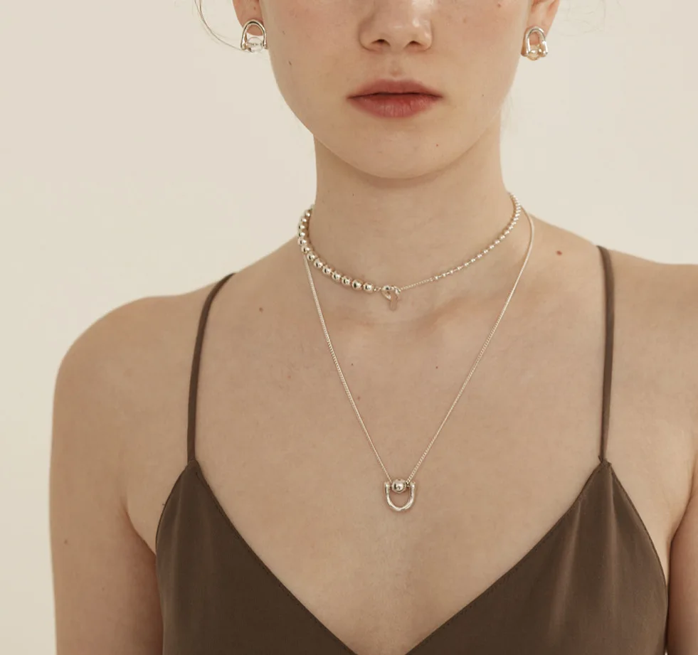 Ожерелье из серебра 2020 пробы в Корейском стиле ожерелье 925 украшенное бисером для