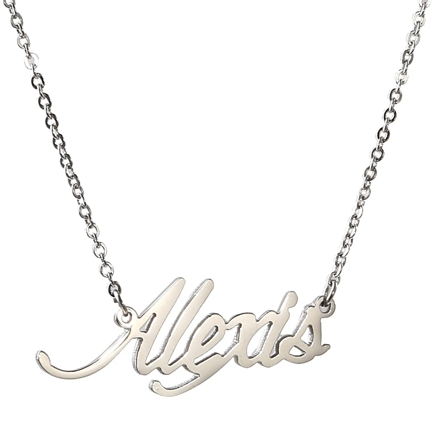 

New Simple Silver Color Personalized Name Necklace Stainless Steel Customized Metal CutNecklaces Custom Wedding Jewelry