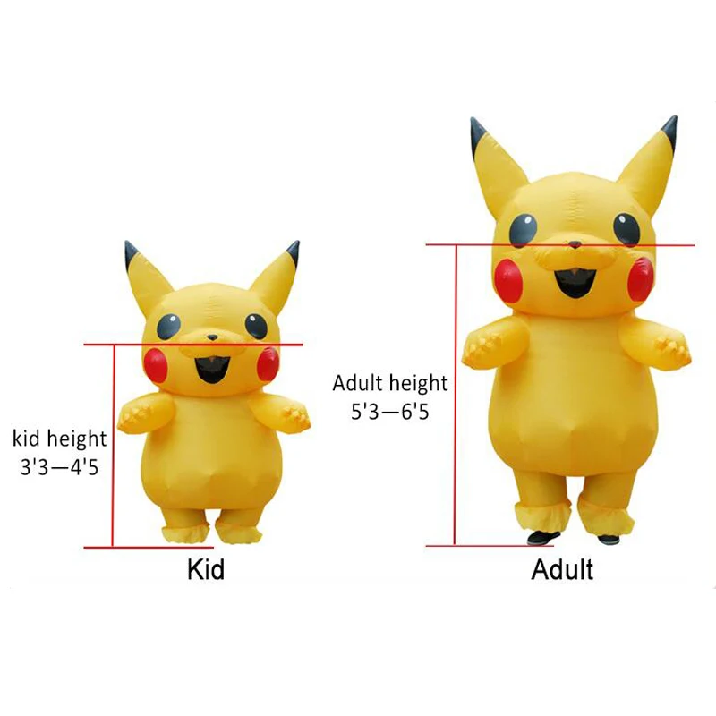 Надувные Пикачу костюмы на Хеллоуин Косплей большой костюм талисмана Покемон