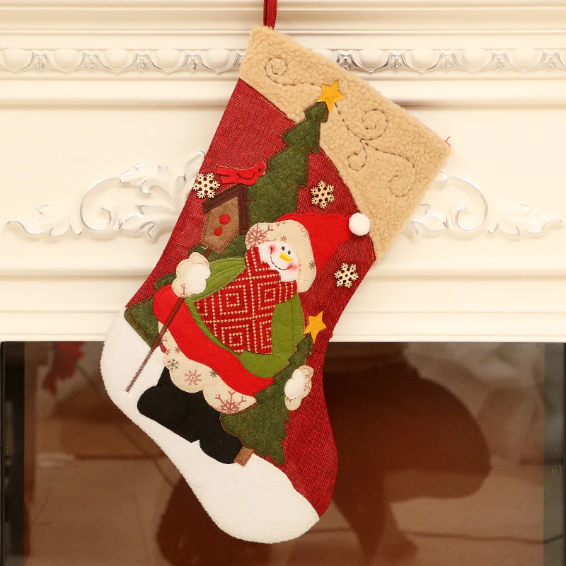 Large Christmas Socks Gifts Cloth Santa Elk Xmas Lovely Gift Bag For Children Fireplace Tree Decoration |