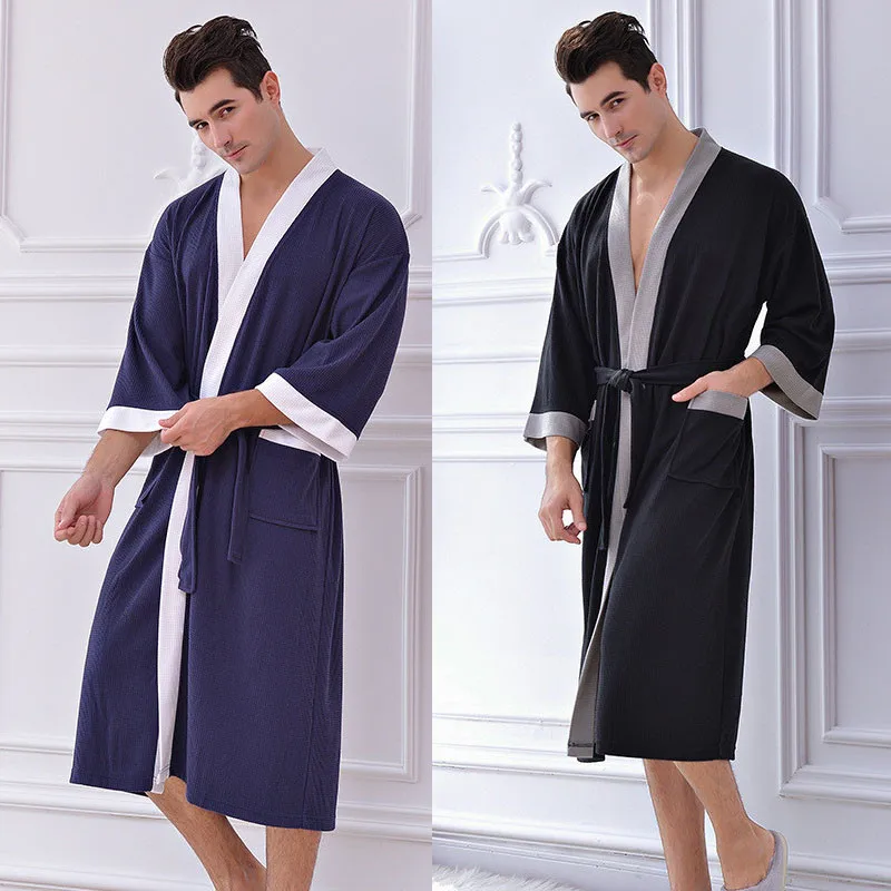 

Летнее водопоглощающее кимоно FUDA, мужской халат, Женский банный халат, хлопковые халаты, длинный халат, одежда для сна