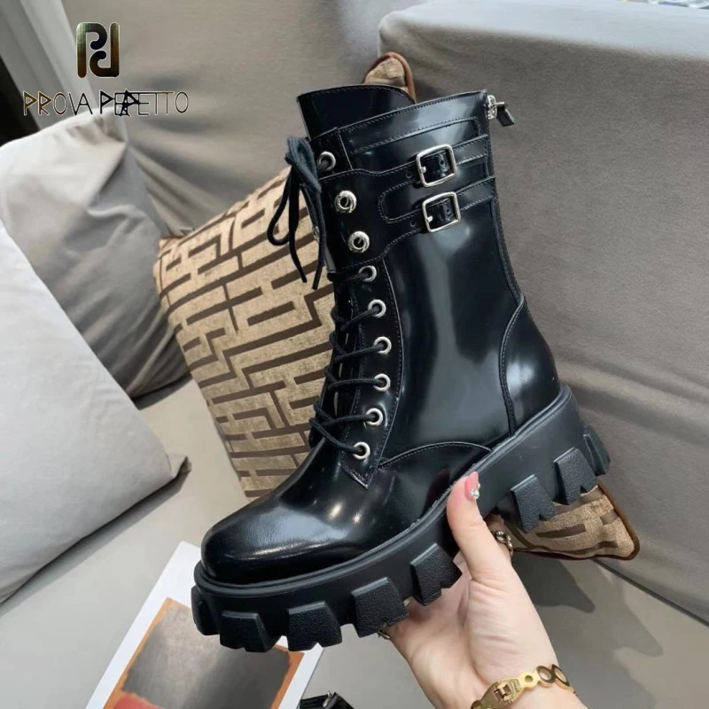 

2020Autumn Summer New Thin Short Belt Buckle Patent Leather Ankle Martin Boots Women's Hollow Side Zipper Thick Motorcycle Boots