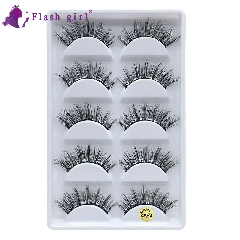 Flash Girl макияж бренд Фабрика оптовая цена ресницы 5 пар 3D норки многоразовые