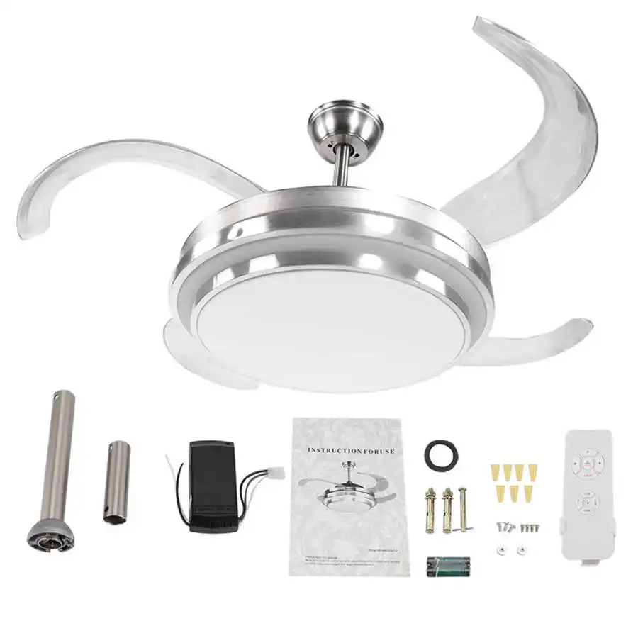 Светодиодный потолочный вентилятор с 4 лопастями 3 меняющихся цвета 42 дюйма