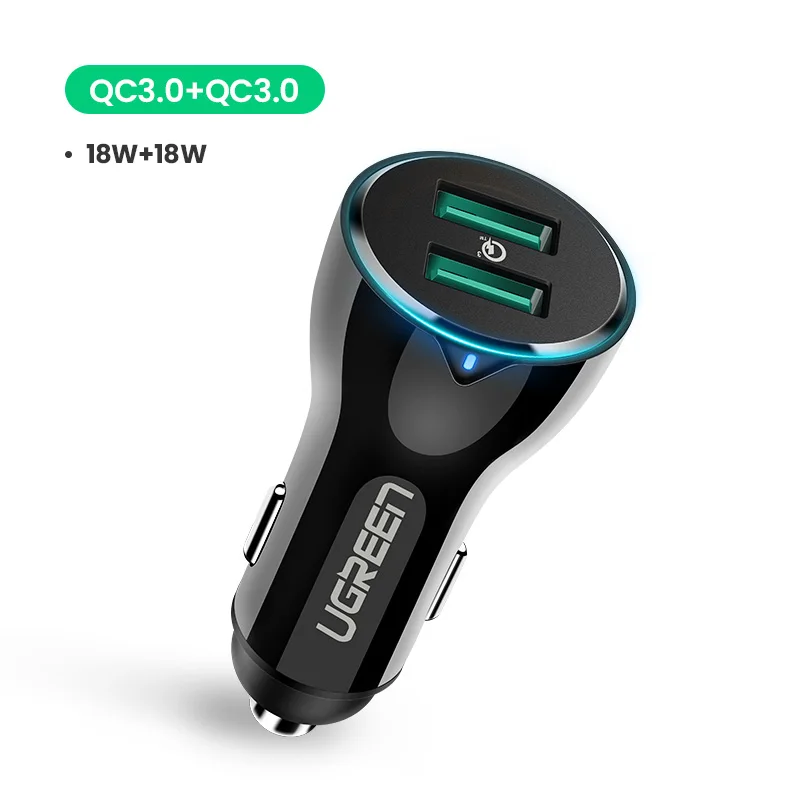 QC3.0 and QC3.0 Автомобильное зарядное устройство Ugreen Quick Charge 3,0 USB быстрое зарядное устройство для Xiaomi Mi 9 iPhone X Xr 8 huawei samsung S9 S8 QC 3,0 USB Автомобильное зарядное устройство - Тип штекера: QC3.0 and QC3.0