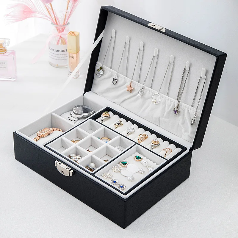 

Jewelry storage box creative drawer portable multi-layer cosmetic storage box PU leather jewelry box