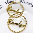 Серьги Aurolaco с именем на заказ, серьги из нержавеющей стали с витой ниткой на заказ, Индивидуальные Кольца с именем, серьги для женщин, ювелирные изделия в подарок