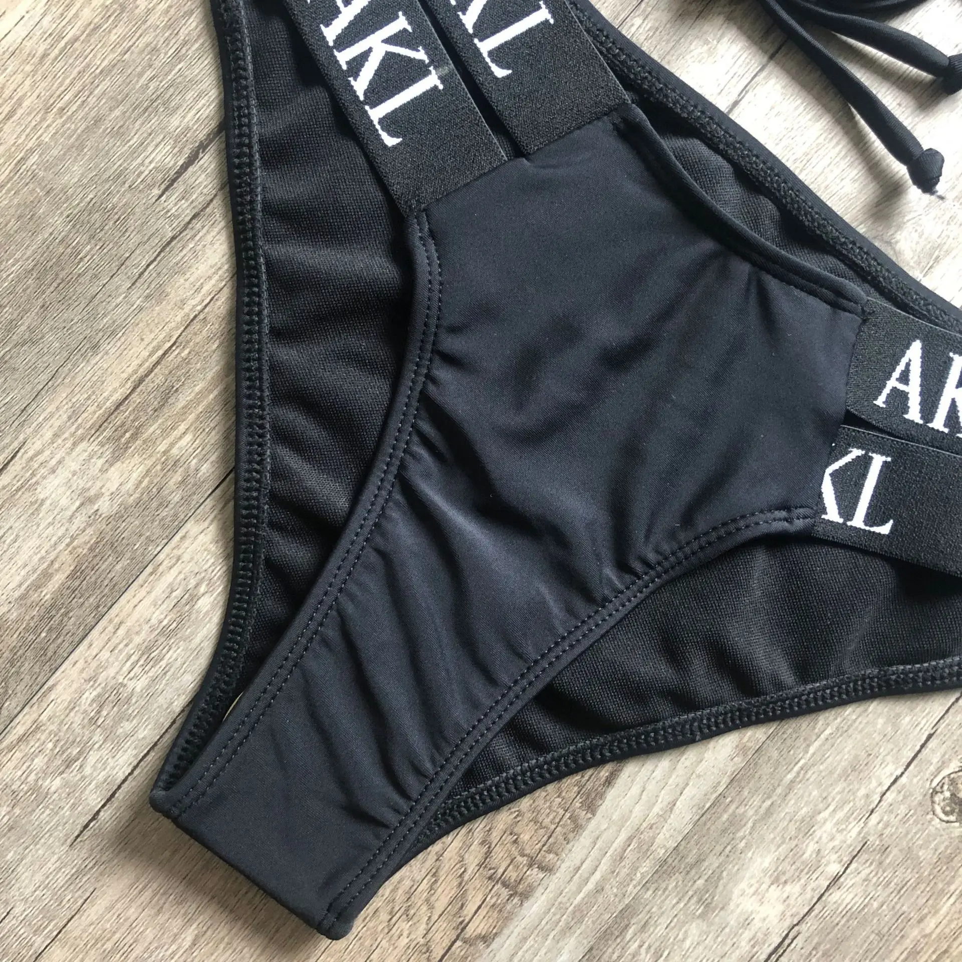 

Women Letter Printed Bikinis Set Black White Padded Push Up Swimsuits Lady Female Beach Party Holiday Bathing Swimwear Bikini