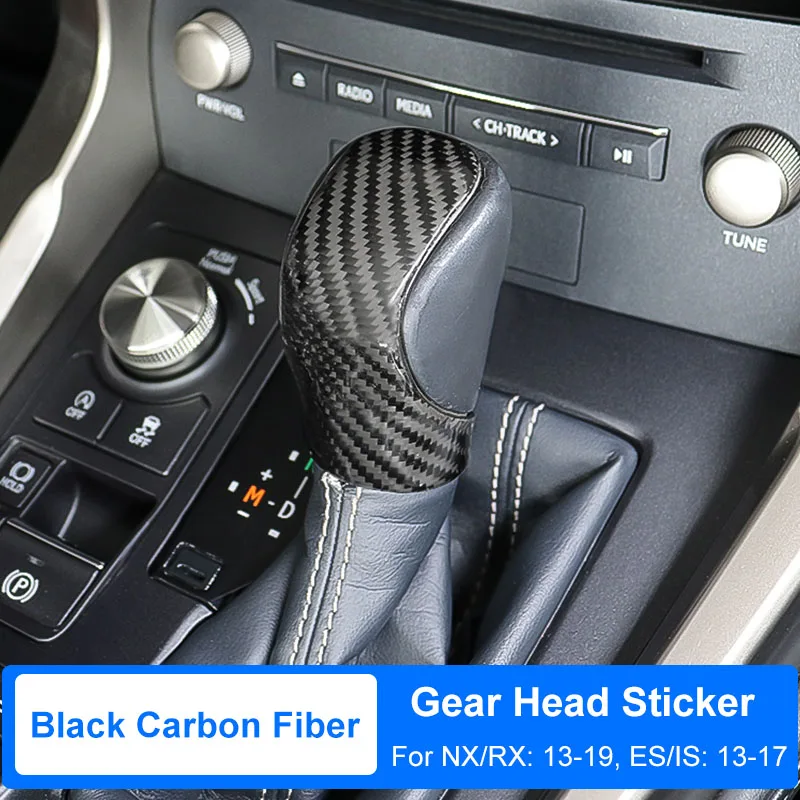 Carbon Fiber Black QHCP ручка переключения рулевого механизма автомобиля крышка на голову наклейка из углеродного волокна внутренняя отделка Подходит для Lexus NX200 300 ES200 250 RX300 300H - Название цвета: Carbon Fiber Black